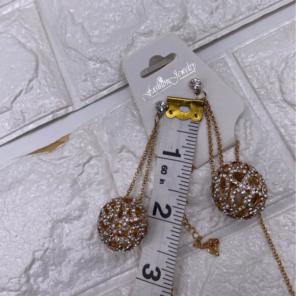 Fashion Jewelry Women’s Necklace Set Gold Plated Rhinestones Earrings & Ring - Picture 6 of 14